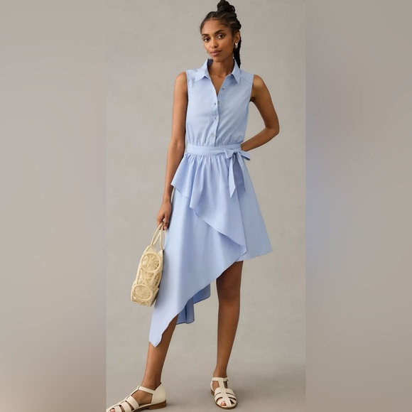 Anthropologie X Maeve Asymmetrical Sleeveless Shirtdress NWOT - Picture 4 of 4